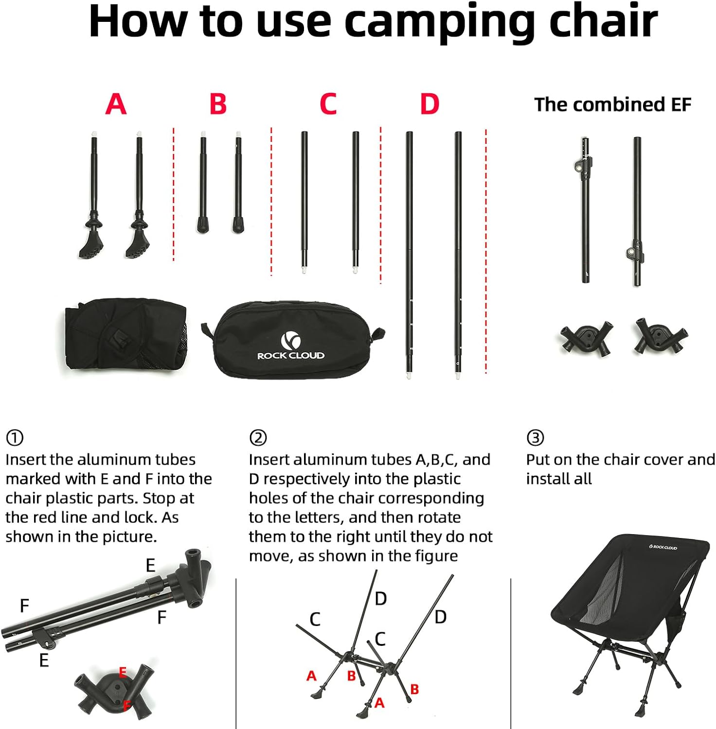 ROCK CLOUD Portable Camping Chair Ultralight Folding Chairs and Trekking Pole 2 in 1 for Outdoor Camp Hiking Backpacking Lawn Beach Sports - Image 5