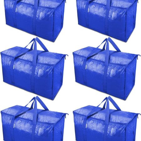 TICONN 6 Pack Extra Large Moving Bags with Zippers & Carrying Handles, Heavy-Duty Storage Tote Moving Boxes for Space Saving