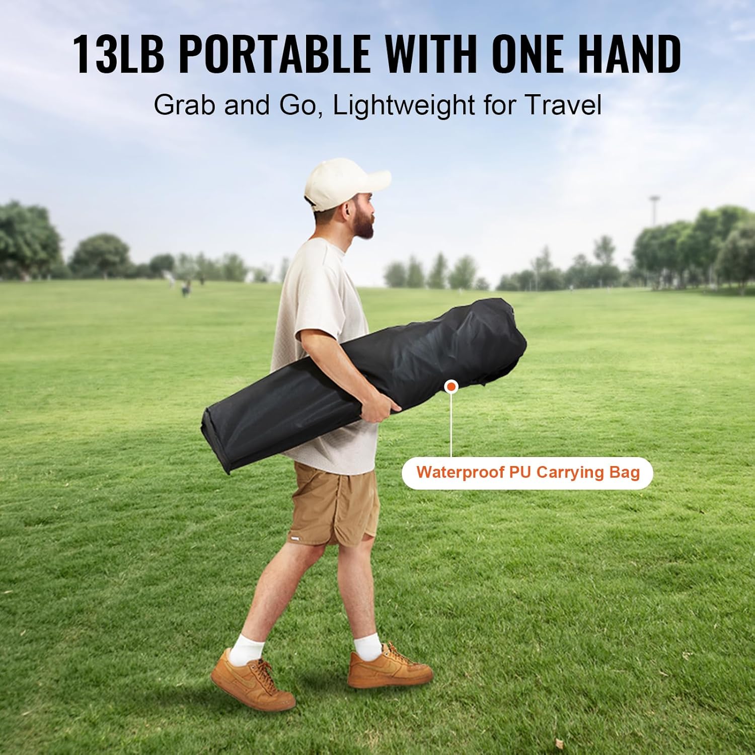 VEVOR Camping Folding Chair, Portable Heavy Duty Outdoor Quad Lumbar Back Padded with Side Pockets, Cup Holder and Cooler Bag for Beach, Lawn, Picnic, Fishing, Backpacking, Black - Image 9